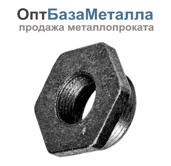 Заглушка пробка проходная 1 1/4"x3/4" левая резьба для чугунных радиаторов РБ