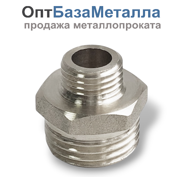 Ниппель латунь никельсодержащийь переходной Ду 25х15 1"х1/2" НР Valfex VF.580.N.100.012, DN 25, 1 дюйм